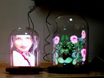 

Glass ornaments, creative valentine's day gifts, D150H200 POV rotation display, bar glass lampshade, full color animation POV