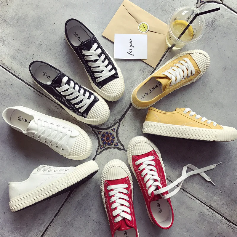 

Women Shoes White Sneakers Casual Canvas Shoes Harajuku Lace-Up Flat Fashion Female Trainers Walking Sneakers Skateboarding Shoe