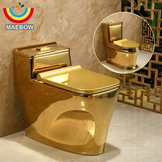 Bathroom Toilet Seat European Top Artistic Golden Split Piece Mount  Closestool