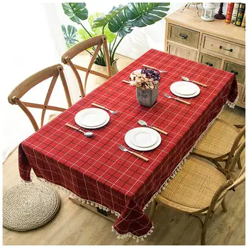 

Imitation Cotton And Linen Table Cloth Lattice Table Cover Home Kitchen Decoration Waterproof Tablecloth Popular Table Cloth