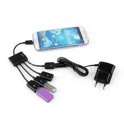 4 Порты и разъёмы USB Hub Micro зарядки OTG кабель Splitter Разъем для смартфонов Tablet PC QJY99