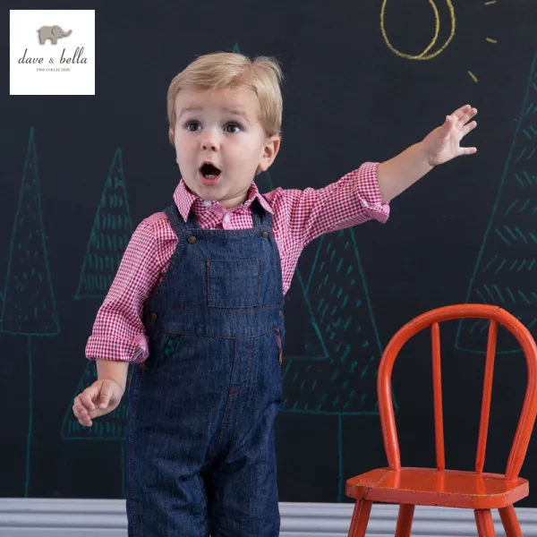 DB1454 dave bella 2014 autumn baby boys overalls children trousers baby jeans overalls babi