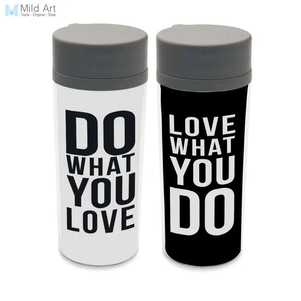Plastic Insulated Black White Simple Water Bottle 300ml Art Gift BPA