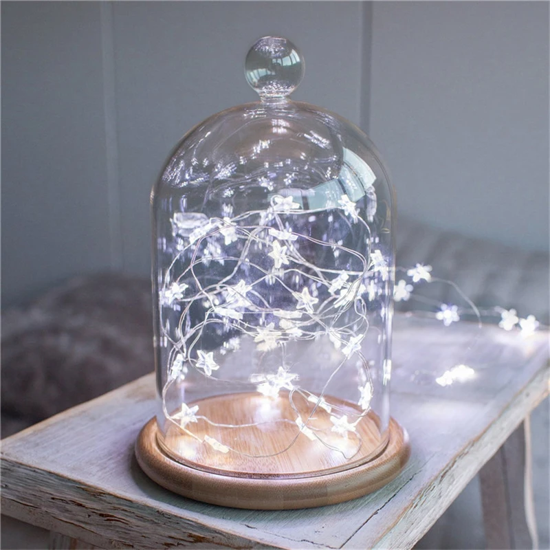 

Quadurple Star LED Copper Wire String Lights 20Led/10 led for Christmas Decoration Lights with Button Battery Operated