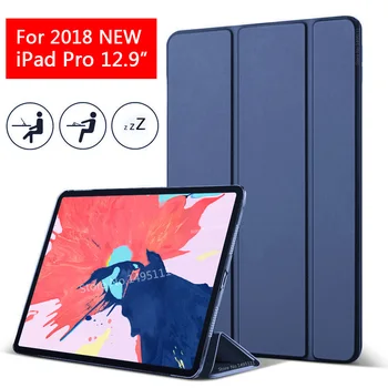 

Case for iPad Pro 12.9 2018 PU Leather Transparent PC Back Ultra Slim Light Weight Trifold Smart Cover for iPad Pro 12.9 inch