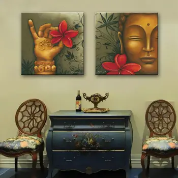 

HD Print 2 pieces Buddha & Flower canvas wall art print painting canvas modern home decor wall art living room decor