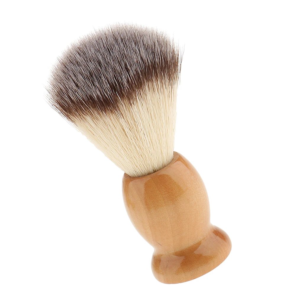 Men Barber Wood Shaving Brush + Stainless Steel Stand + Acrylic Bowl Kit Set