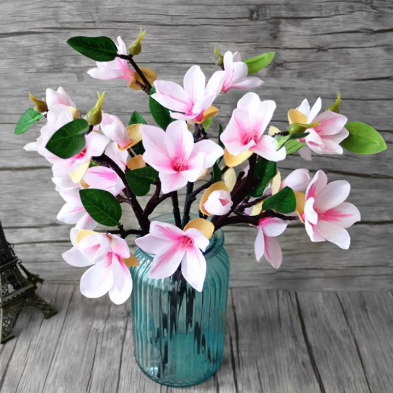 1pcs4 Heads Artificial Mangnolia Flower Fake Moth flor Orchid Flower for Home Wedding DIY Decoration Real Touch Home Decor Flore