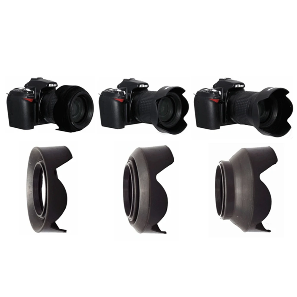 52 58 77 mm Petal 3 Stage 3 in1 Collapsible Rubber Silicon Foldable