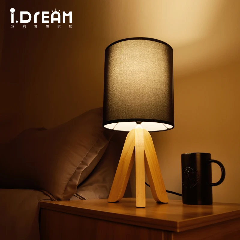 

2 color cloth shade table lamp modern wood desk lighting to protect decorative table lamp bedside lamp vision