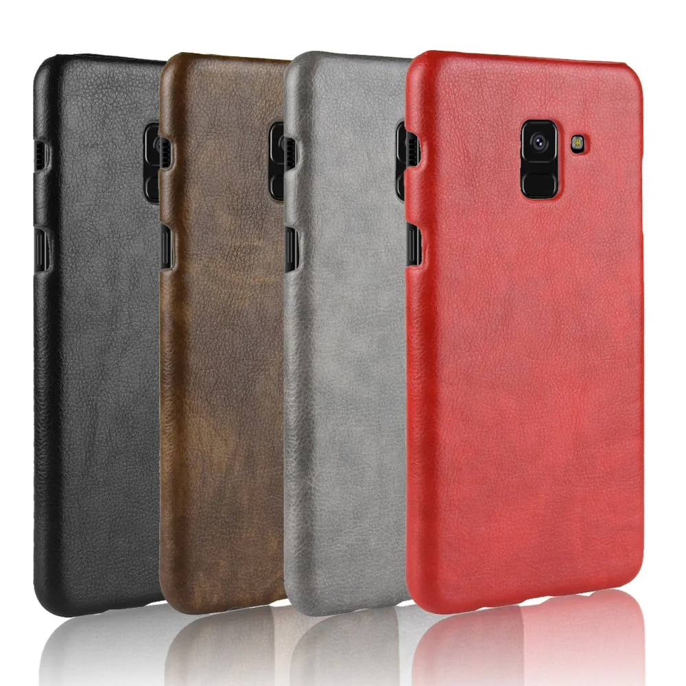 For Samsung Galaxy A8 (2018) Case Super Classic Ultra Slim Leather Texture Hard PC Back Cover Business Shield Retro Phone Shell |