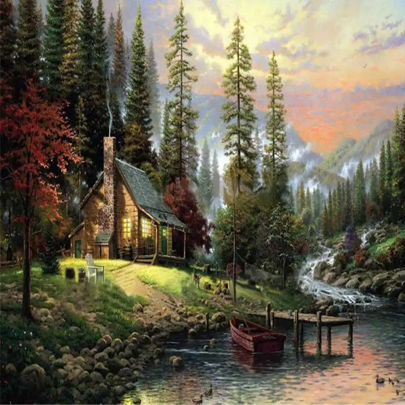 

DIY Nature Landscape Oil Painting by Numbers DIY Picture Drawing Coloring on Canvas Painting by Hand Wall Paint 40x50cm