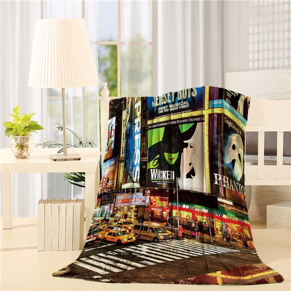 

Crowded New York City Broadway Night Design New York City At Night Flannel Throw Blanket Lightweight Cozy Bed Sofa Blankets Supe