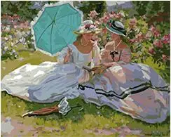 

MaHuaf-W191 European lady in the garden DIY painting by numbers hand painted coloring by numbers on canvas Wall Pictures