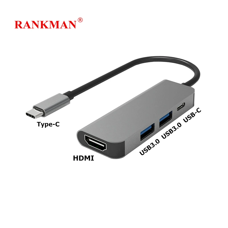 Адаптер Rankman Type C HDMI 4K USB 3 0 для MacBook iPad pro Samsung S8 Dex Huawei P30 Dock xioami 10 проектор ТВ