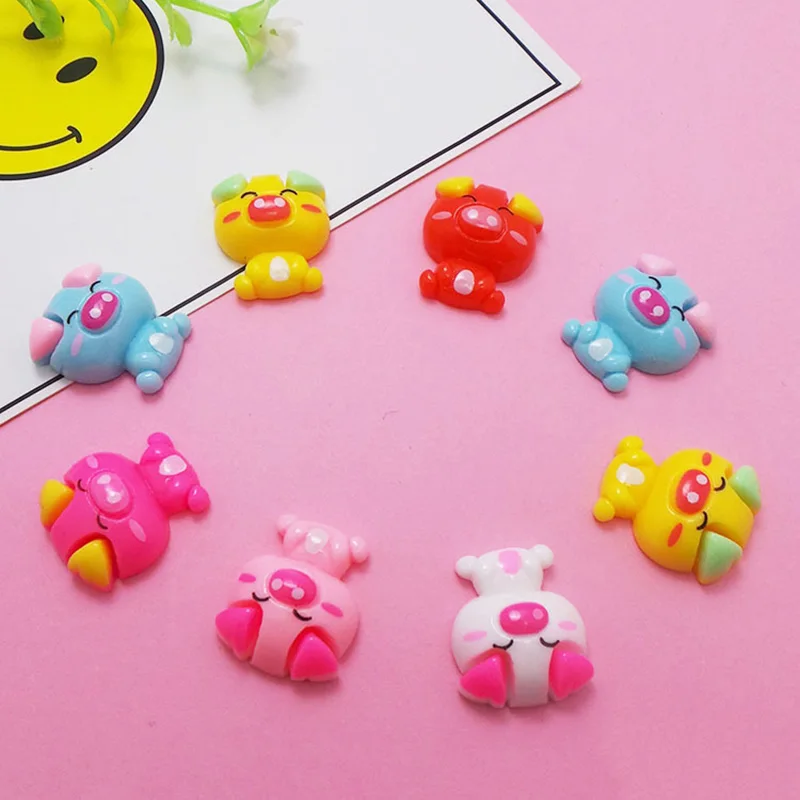 

20/50pcs Kawaii Mini Pig Flatback Resin Cabochons Embellishments Craft Scrapbooking DIY for Phone Hair bow Decoration :17*14mm