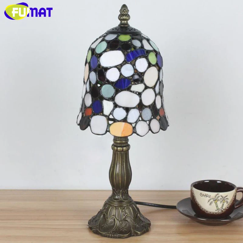 FUMAT Tiffany Stained Glass Desk Lamps Girls Gift Grape Rose Dragonfly Pearl Morning Glory Pattern Table Night Lights  18.