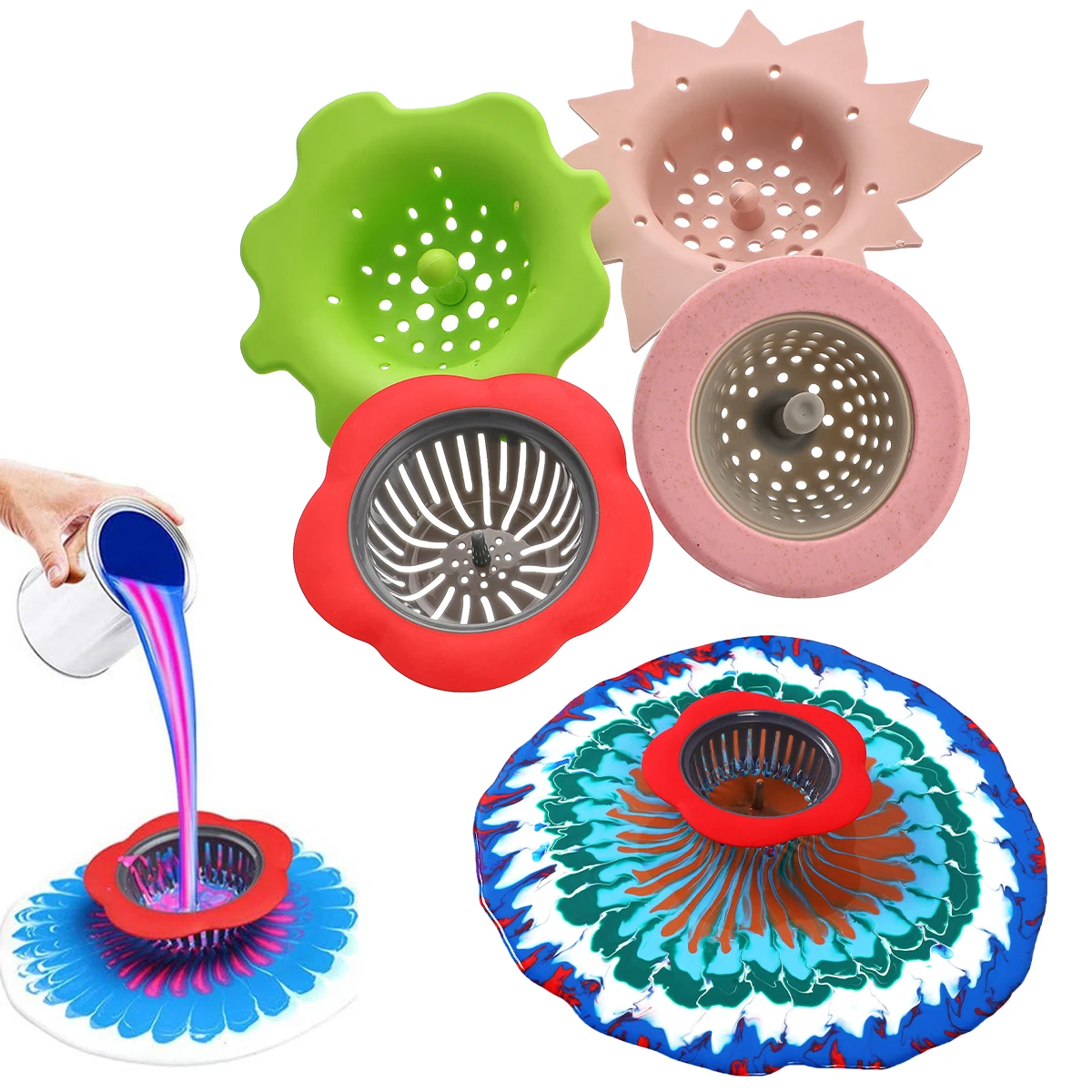 

Urijk 4pcs Stopper Sink Drain Flower Shaped Hair Catcher Filter Bathtub Drain Hole Filter Strainer For Toilet Kitchen