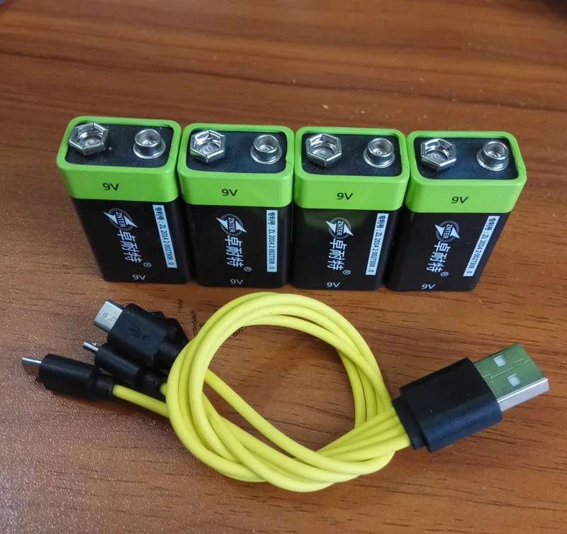 4X ZNTER S19 9 V 400 мА/ч, USB, Перезаряжаемые Li-Ion 9В литий-полимерный Батарея RC Батарея для микрофона