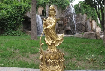 

Tibet Tibetan Buddhist Bronze Dripping Guanyin vase Bodhisattva buddha statue a5.19