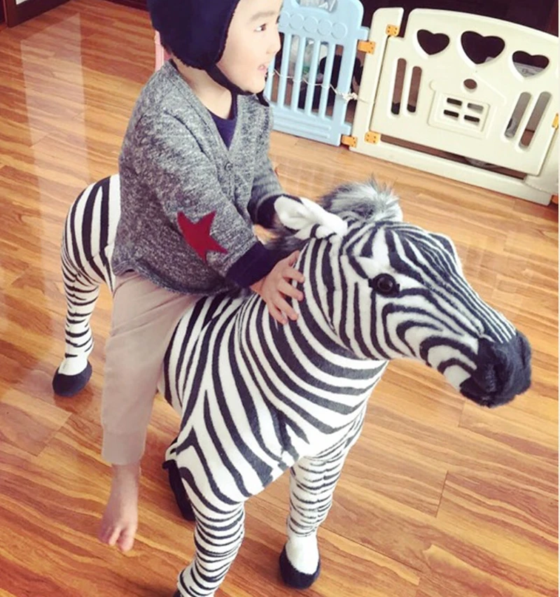 Dorimytrader quality soft simulation animal zebra plush toy stuffed  realistic animals zebras toys for kids gift room deco teaching props 80x70cm DY50222 (3)