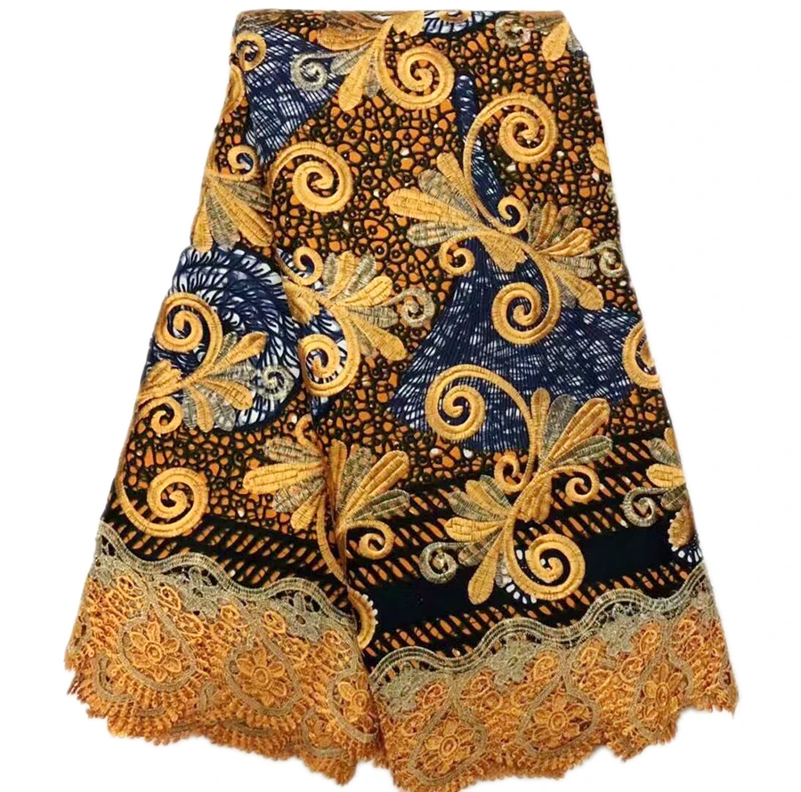 

High Quality African Print Wax Lace Fabric Embroidered , Ankara Wax Cloth Lace Fabric New African Wax Lace Fabric