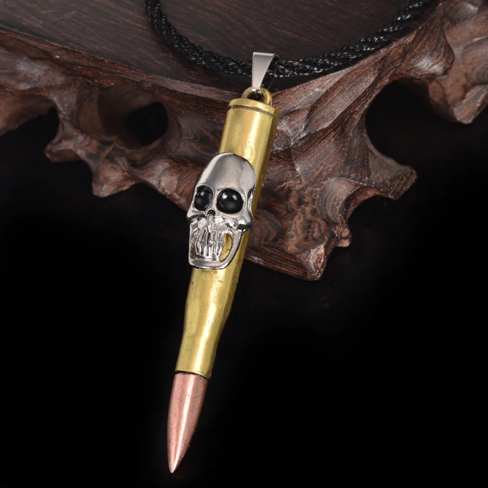 

Men's Alloy Classic Military Army Skull Skeleton Bullet Pendant Necklace