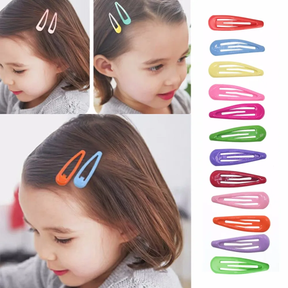 10 Pcs/Pack Candy Bright Color Hair Clips Girls Snap Coated Hairpins 2 Inch Barrettes Hair