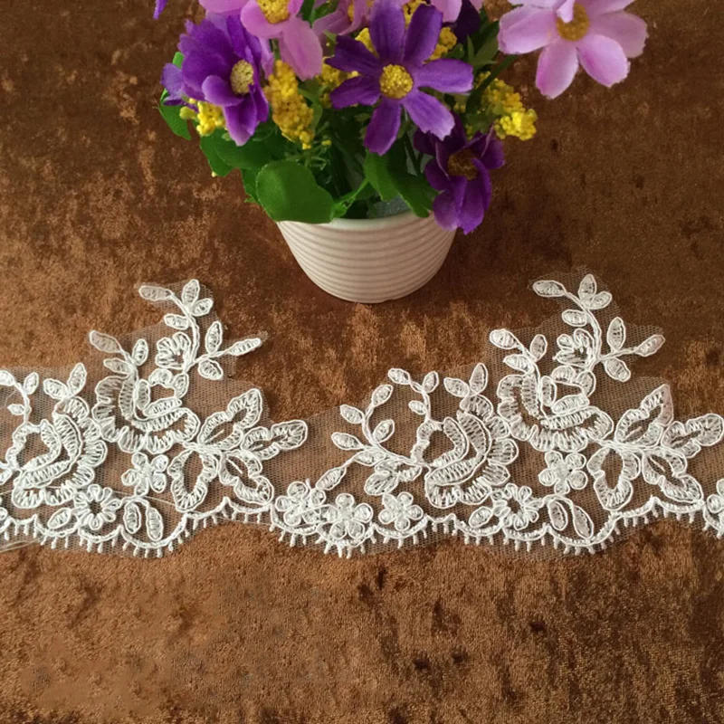 

French Lace Fabric High Quality 17.5cm Polyester Sewing DIY Apparel Wedding New Arrival Gold Lace Trim for Accessories YY330