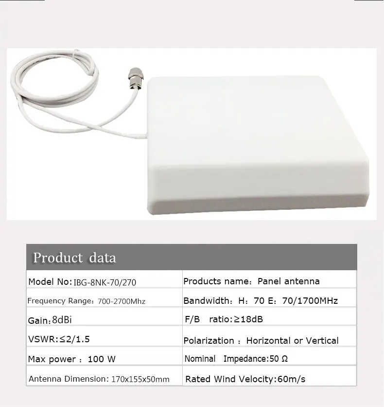 Antenne D Interieur De Panneau A Gain Eleve 700 2700 Mhz Avec Le Cable De 2 M Antenne Externe D Antenne De Gsm 2g 3g 4g Pour Le Propulseur De Signal De Telephone Portable