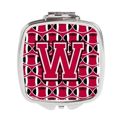 Carolines Treasures CJ1079-WSCM Letter W Football Crimson & White Compact Mirror (1)