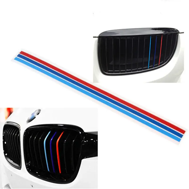 

1 pcs 3 Color 20 x 0.5cm M Sport Car styling Front Reflective Strip Decal Vinyl Kidney Grille Sticker For BMW M3 E39 E46 E90