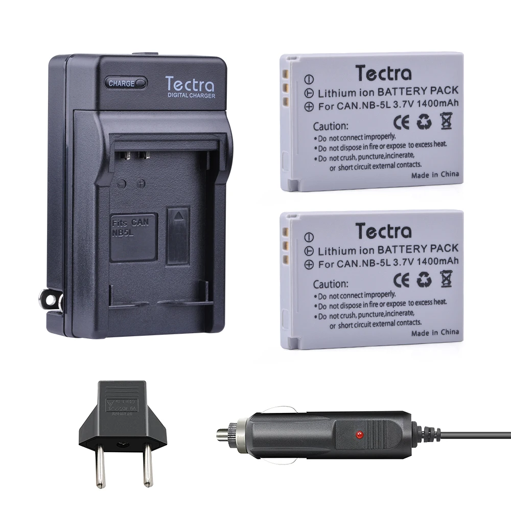 

Tectra 2PCS NB-5L Camera BATTERY+ Digital Charger+Car Plug for Canon S110 SX200 SX210 SX220 SX230 IS HS IXUS 850 870 800 860 990