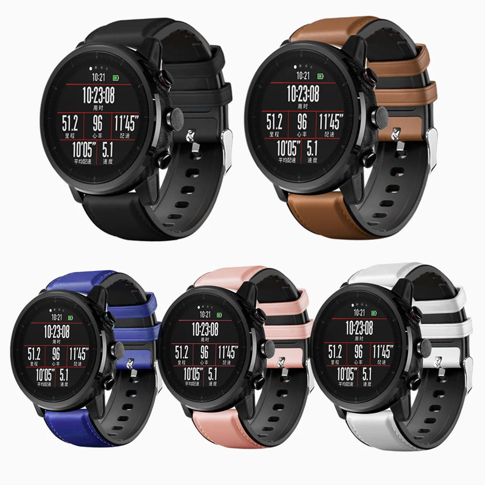 22 мм ремешок для huawei часы GT Strap кожаный браслет силиконовый для Xiaomi Amazfit Stratos/темп для samsung Galaxy часы 46 мм