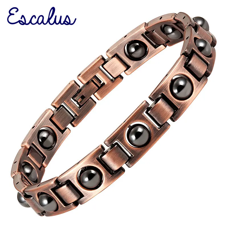 Escalus, Женский античный медный магнитный браслет, браслет для женщин, ювелирное изделие, звено, цепочка, застежка, очаровательные браслеты