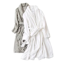 Чистый цвет белый хлопок Халаты женские зимние махровые для влюбленных толстые банные халаты женские домашние пары свадебные кимоно халаты