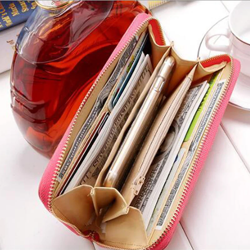 Женский кошелек, Одноцветный клатч с бантом, Длинный кошелек, креативный милый кошелек для монет, многофункциональная сумка для карт, кожаная сумочка