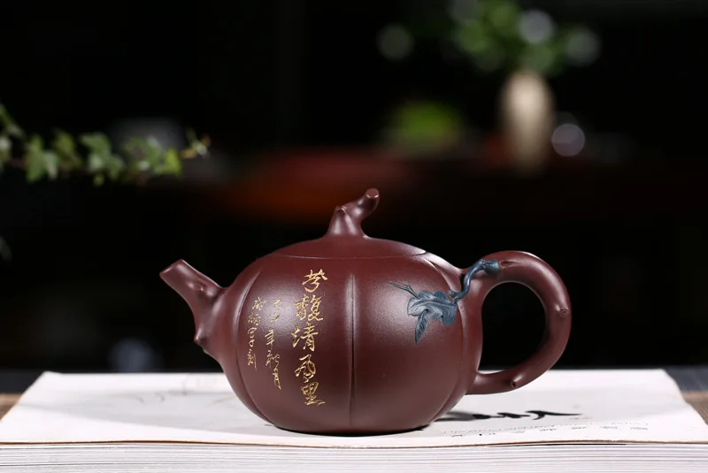 Zisha чайник знаменитый чистый ручной подлинный Исин чайник Оригинал Шахта фиолетовый; песок грязь кунг-фу Тыква двухцветный заварочный
