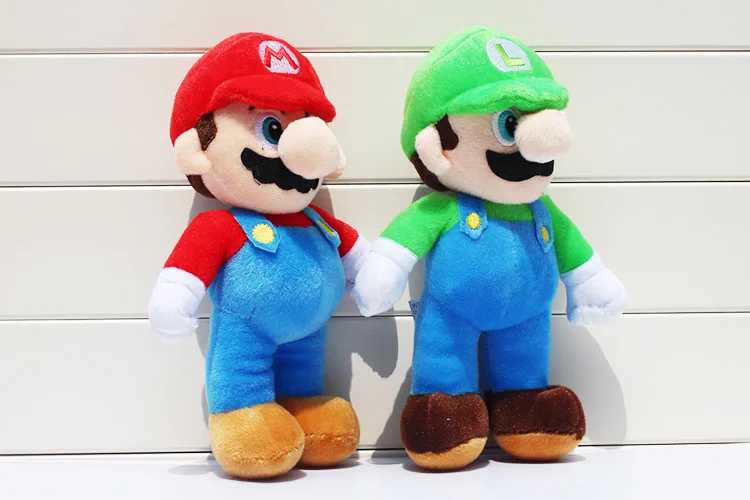 2pcs/lot 25cm Super Mario Bros Plush Toys Mario Lugi Stuffed Dolls Toys Gift for Children