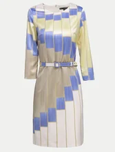 New 2016 Luxury Arrival Women Plaid Print Dress Elegant O-Neck Work Dresses With Belt