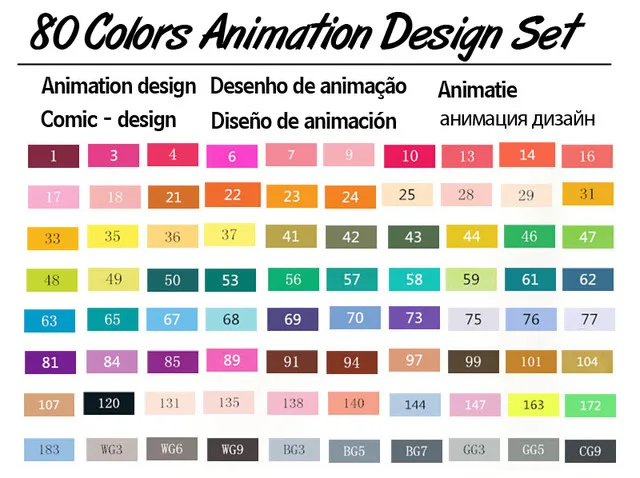 TouchFive Художественный набор маркеров для эскизов, кисть для рисования, манга, анимационный дизайн, 168 цветов, двухглавый алкогольный маркер с чернилами на масляной основе - Цвет: 80 Animation Set