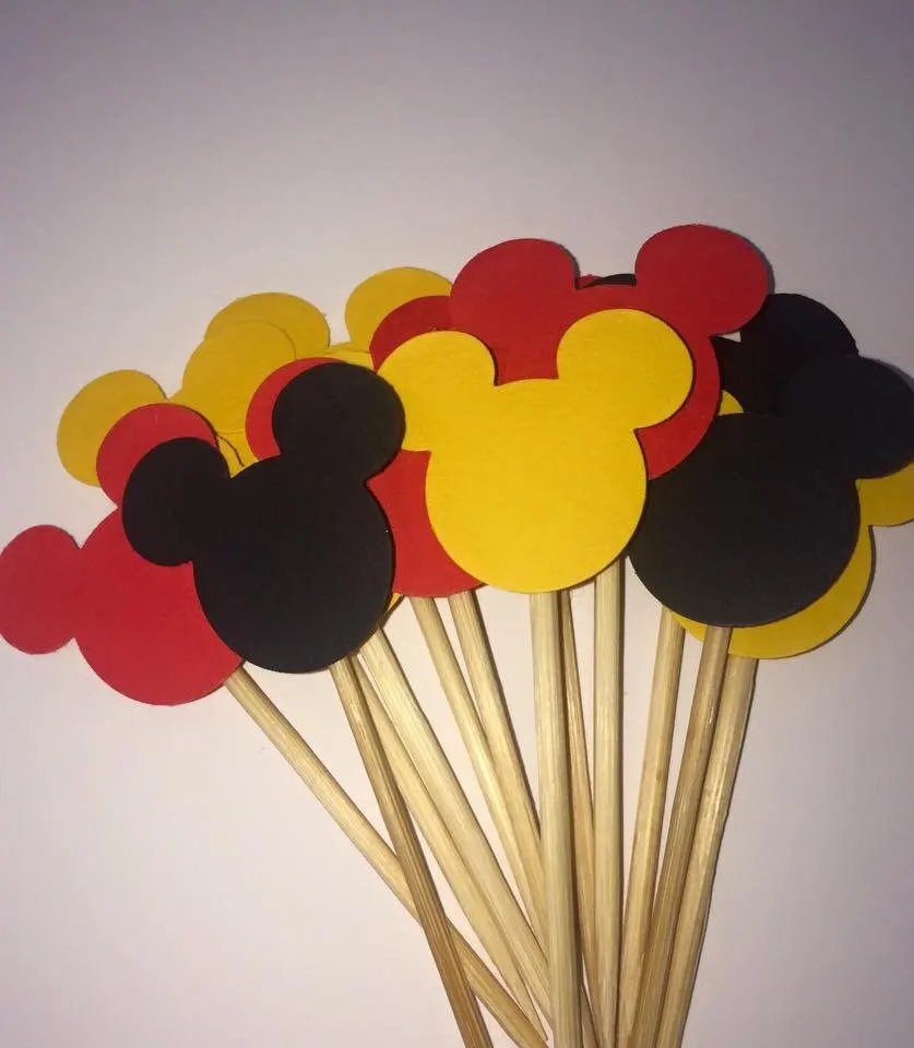 

Mickey Mouse Cupcake Toppers || Minnie Mouse || First Birthday || Smash Cake || Black & Pink