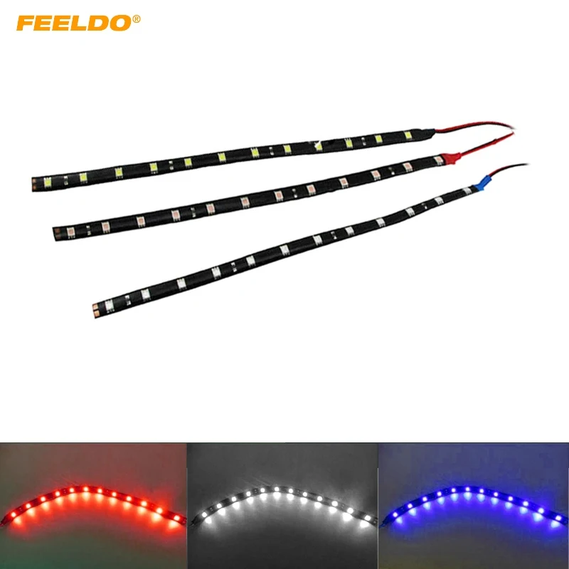 

FEELDO 1pc Car 12V 30cm 5050SMD 12LED DRL Car Flexible Daytime Running LED Light Strip Blue/Red/White #CA1569