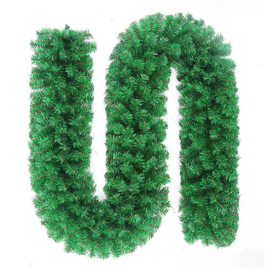 PVC Long Green Christmas Pine Garland Wreath Ornament Xmas Fireplace Tree Decor