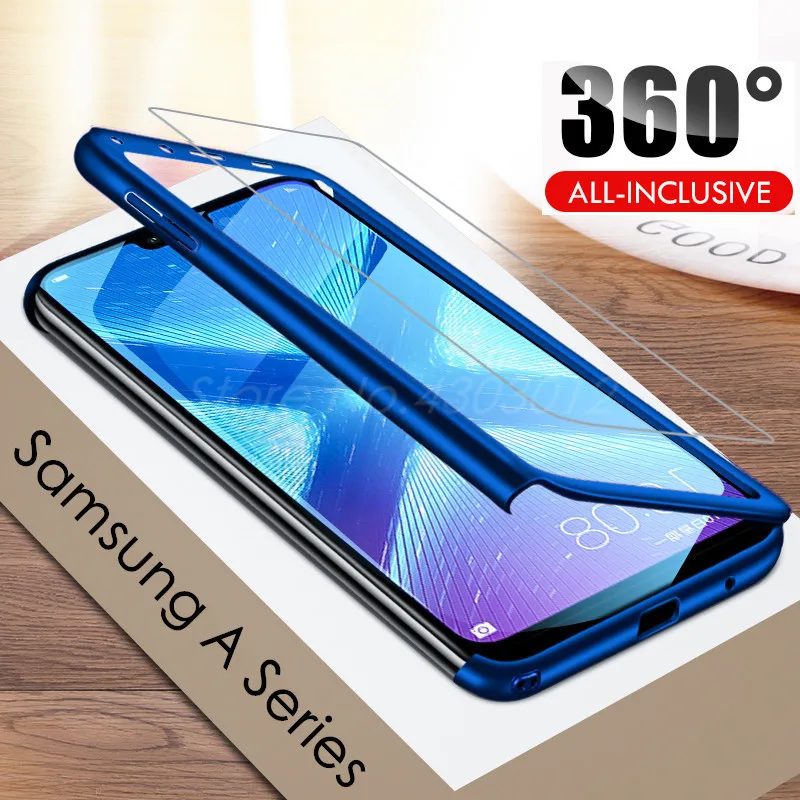 

360 Full Protective Phone Case For Samsung Galaxy A3 A5 A7 2016 A6 A8 A9 2018 Full Cover For Samsung A5 A7 2017 Case With Glass