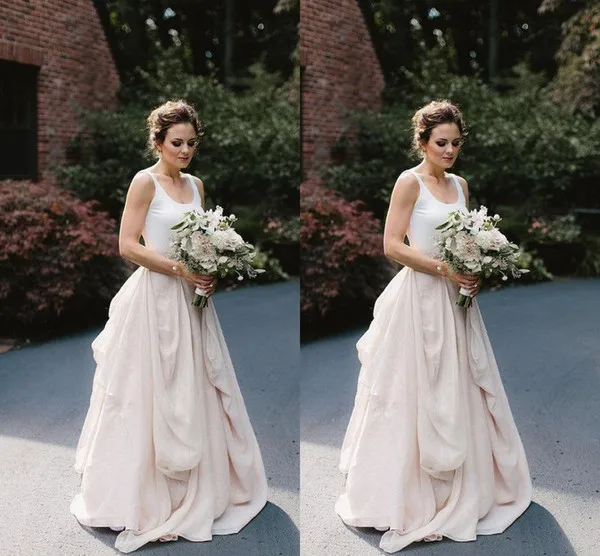 

Princess Wedding Dresses 2019 White and Blush Bridal Gowns Vestido De Noiva Arabic Bride gelinlik Ruched Country Beach Wedding