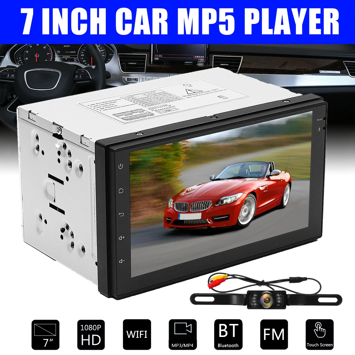 

7 inch 2DIN Android 6.0 Car Radio Quad Core DVD Video MP5 Player GPS Navigation bluetooth Car Stereo Wifi 4G Autoradio + Camera