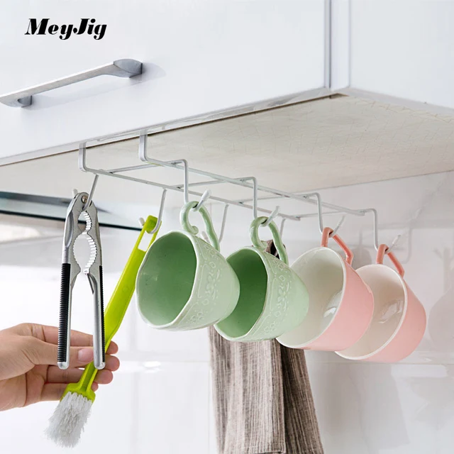 Best Offers Wrought Iron Kitchen Cabinet Rack Nail-free Wardrobe Hanger Kitchen Creative Storage  Rack Organizer Small Tools Sundries Holder