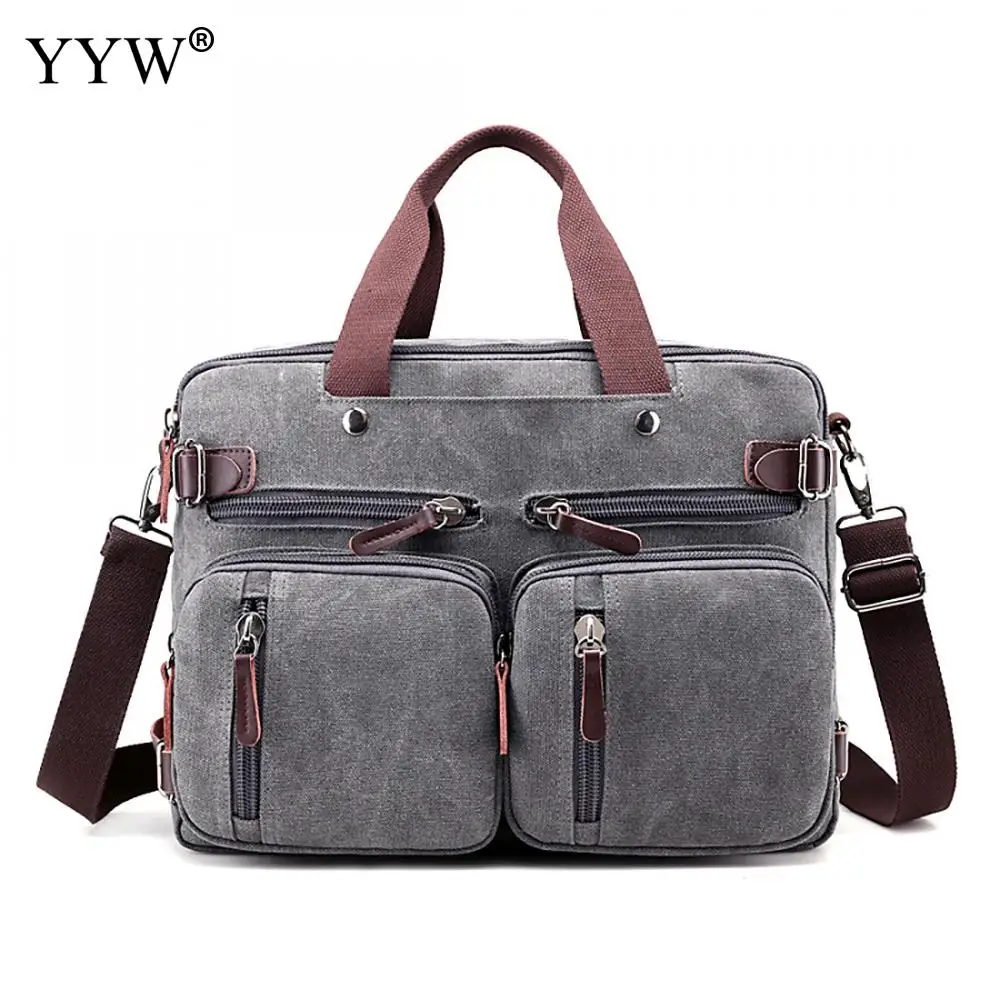

Gray Multifunction Handbags Fashion Male Crossbody Bag Solid Color Canvas Tote Bags Khaki Men's Handbag Khaki Shoulder Bag