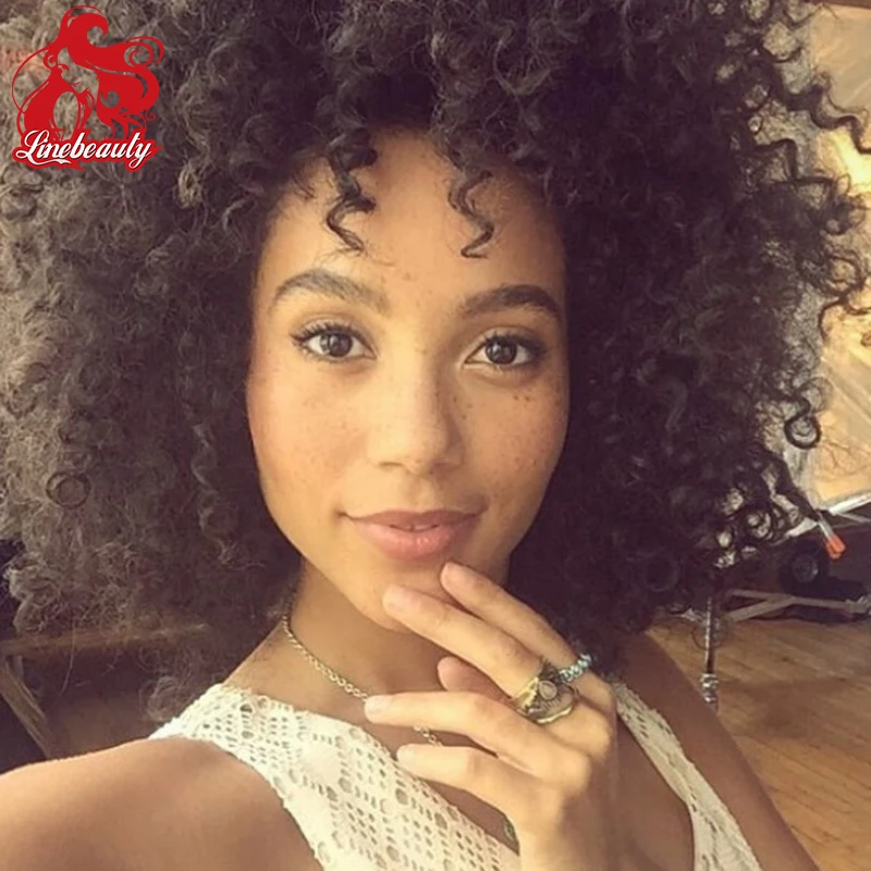

Newest Medium Long afro Kinky Curly wig Synthetic wig for Black Women With Baby Hair
